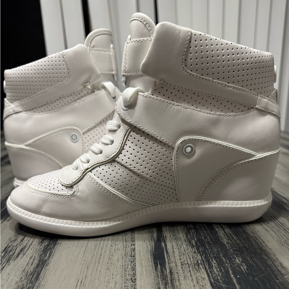 Michael Kors Women’s Nikko Optic White High-Top Hidden Wedge Sneakers Size 10 - Picture 12 of 12
